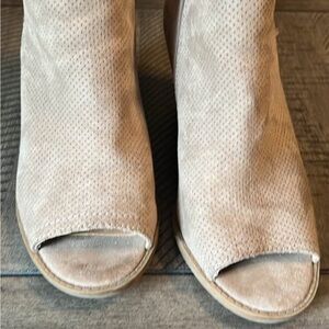 Time and Tru Beige Peep-Toe Heeled Boots